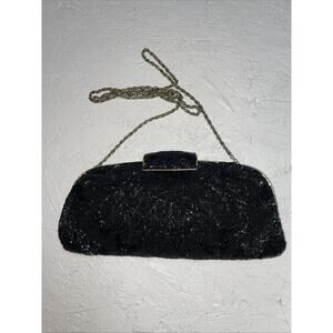Vintage‎ Black Beaded Evening Clutch Purse